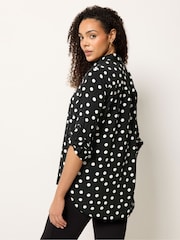 M&Co Black Polka Dot Tab Sleeve Shirt - Image 3 of 5