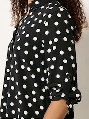 M&Co Black Polka Dot Tab Sleeve Shirt - Image 4 of 5