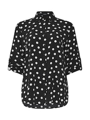 M&Co Black Polka Dot Tab Sleeve Shirt - Image 5 of 5