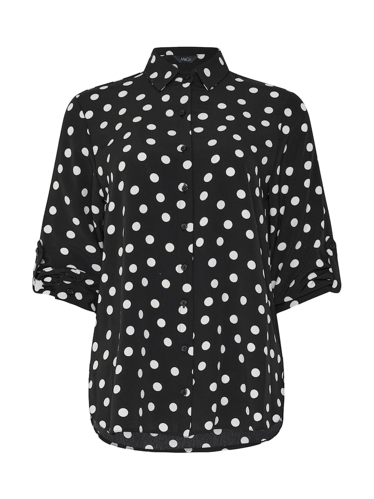 M&Co Black Polka Dot Tab Sleeve Shirt - Image 5 of 5
