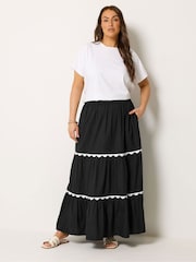 Yours Curve Black Scallop Detail Maxi Skirt - Image 2 of 5