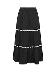 Yours Curve Black Scallop Detail Maxi Skirt - Image 5 of 5