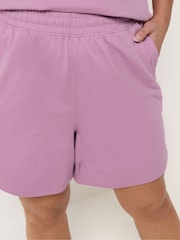 Yours Curve Purple Sweat T-Shirt & Shorts Set - Image 4 of 5