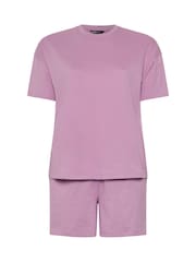 Yours Curve Purple Sweat T-Shirt & Shorts Set - Image 5 of 5