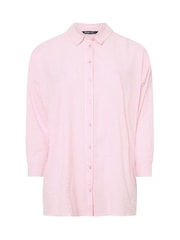 وردي - قميص مقلم قماش خفيف مقاس كبير من Yours  - Image 6 of 6