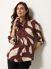 M&Co Brown Tab Sleeve Shirt - Image 1 of 5