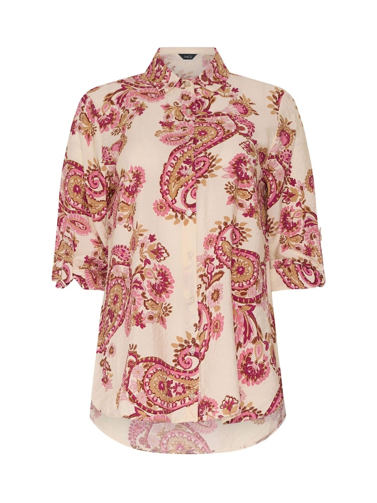 M&Co Pink Paisley Print Tab Sleeve Shirt - Image 5 of 5 M&Co Pink Paisley Print Tab Sleeve Shirt - Image 5 of 5