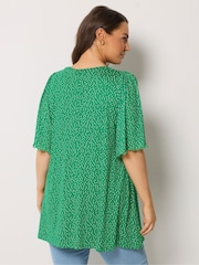 Yours Curve Dark Green Pleated Front Tunic - Image 3 of 5