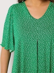 Yours Curve Dark Green Pleated Front Tunic - Image 4 of 5