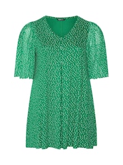 Yours Curve Dark Green Pleated Front Tunic - Image 5 of 5