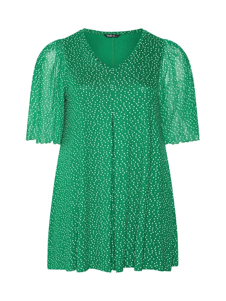 Yours Curve Dark Green Pleated Front Tunic - Image 5 of 5