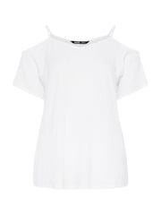 Yours Curve White Textured Cold Shoulder Top - Image 5 of 5