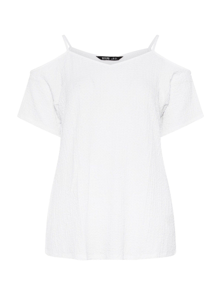 Yours Curve White Textured Cold Shoulder Top - Image 5 of 5