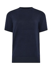 Long Tall Sally Blue Short Sleeve Knitted Jumper - Image 5 of 5