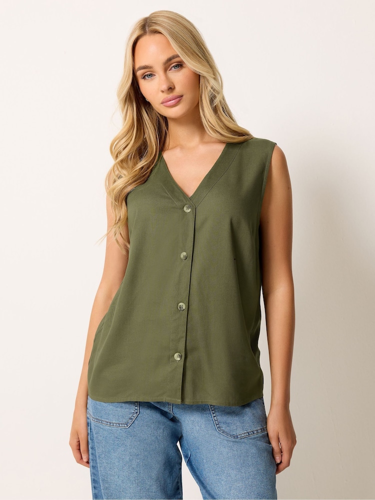 M&Co Green Sleeveless Button Through Top - Image 1 of 5