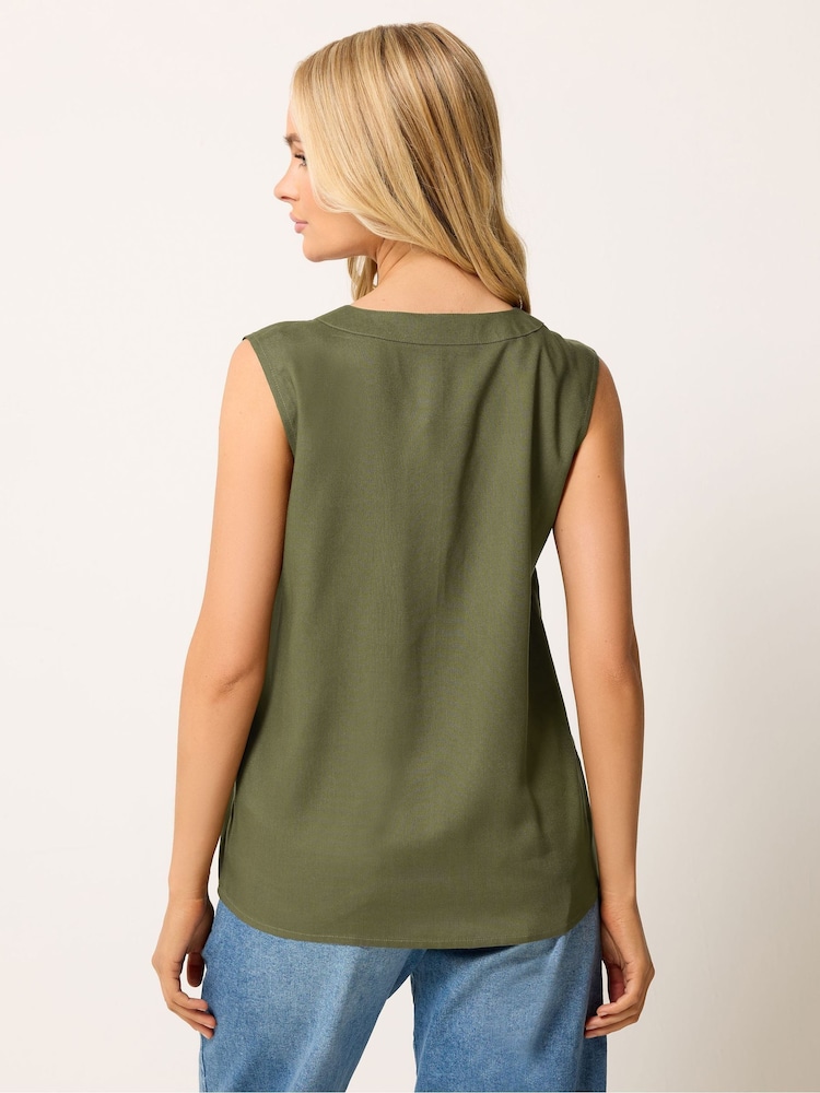 M&Co Green Sleeveless Button Through Top - Image 2 of 5