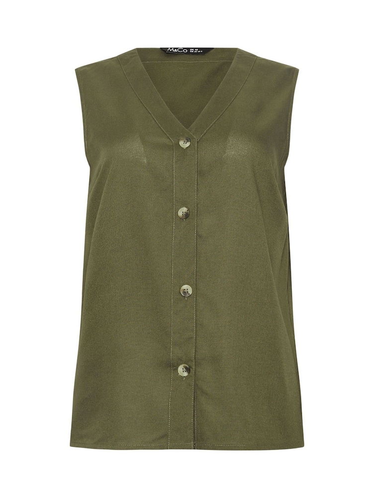 M&Co Green Sleeveless Button Through Top - Image 5 of 5