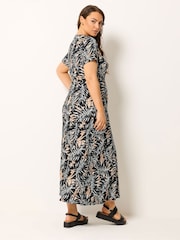 Yours Curve Black Wrap Front Dress - Image 3 of 5