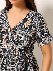 Yours Curve Black Wrap Front Dress - Image 4 of 5