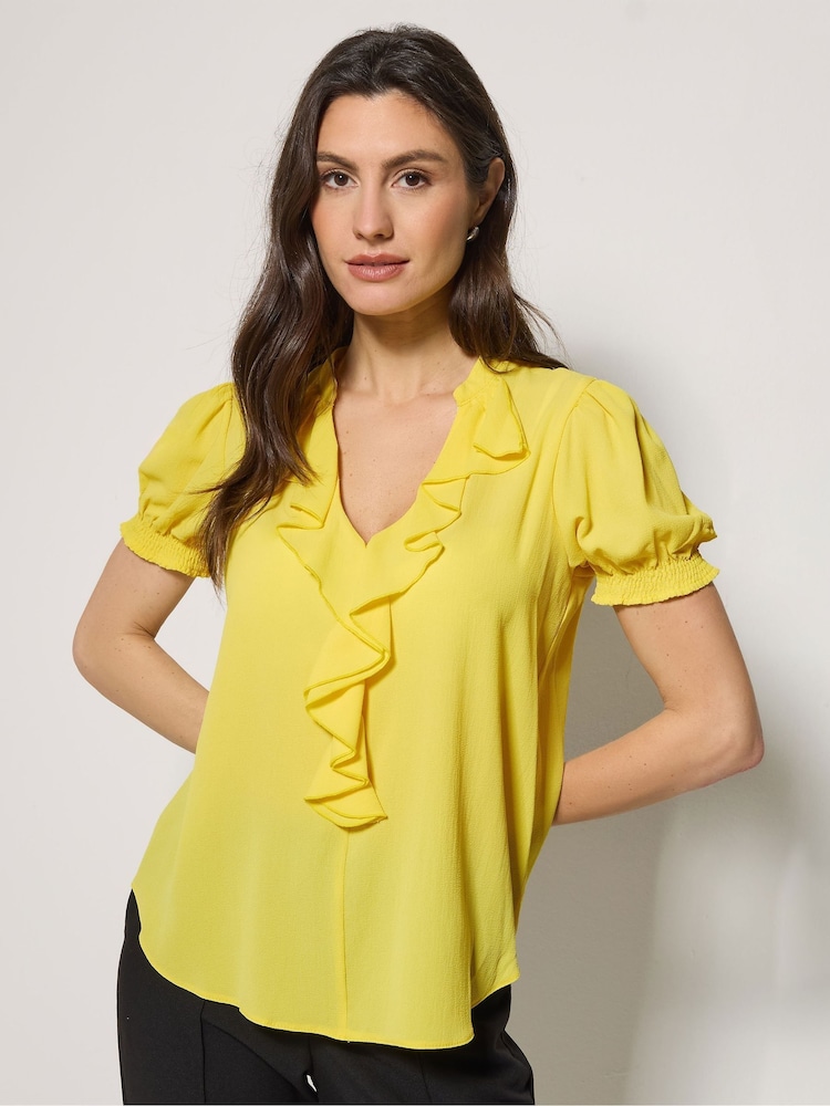 M&Co Yellow Textured Frill Blouse - Image 2 of 6