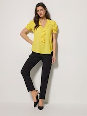 M&Co Yellow Textured Frill Blouse - Image 3 of 6