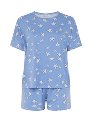 Yours Curve Blue Soft Touch Top & Shorts Pyjamas Set - Image 5 of 5