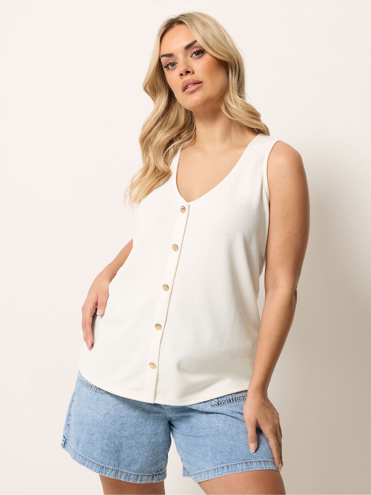 לבן - Yours Curve Ponte Waistcoat Vest - תמונה 1 מתוך 5