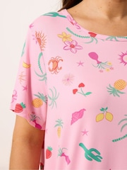 Yours Curve Pink Soft Touch Dipped Back Nightdress - Image 4 of 5