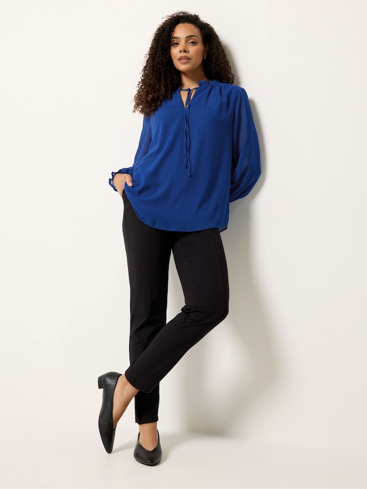 M&Co Blue Tie Neck Blouse - Image 2 of 5