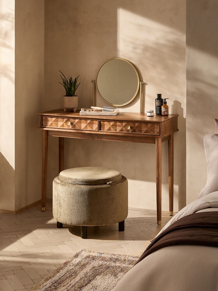 Mid Natural Lloyd Solid Mango Wood Console Console Dressing Table - Image 1 of 9 Mid Natural Lloyd Solid Mango Wood Console Console Dressing Table - Image 1 of 9