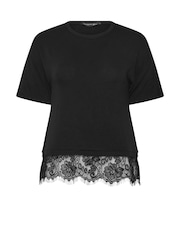 PixieGirl Petite Black Lace Hem T-Shirt - Image 4 of 5