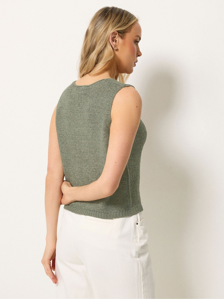 Long Tall Sally Green Button Knitted Vest Top - Image 2 of 5