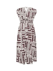 PixieGirl Petite Brown Abstract Wrap Front Midi Dress - Image 5 of 5