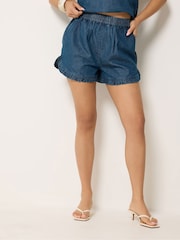PixieGirl Petite Blue Denim Frill Short - Image 2 of 5