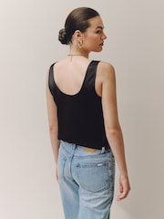 Sort - Satin Scoopneck Cami Top - Billede 4 af 8