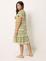 PixieGirl Petite Green Abstract Smock Dress - Image 3 of 5