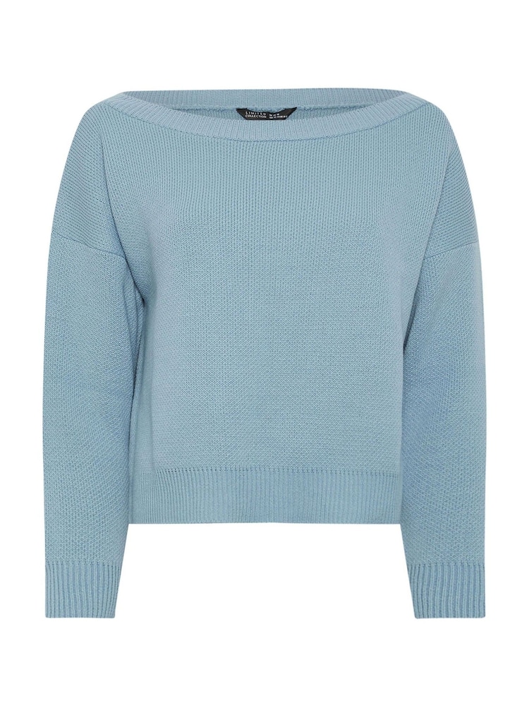 Yours Curve Blue Limited Off Shoulder Knitted Jumper - Image 5 of 5