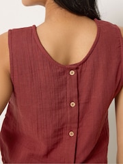 PixieGirl Petite Red Button Back Top - Image 4 of 6
