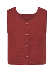 PixieGirl Petite Red Button Back Top - Image 6 of 6