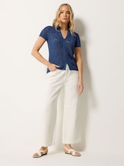 Long Tall Sally Blue Knitted Polo Cardigan - Image 2 of 5