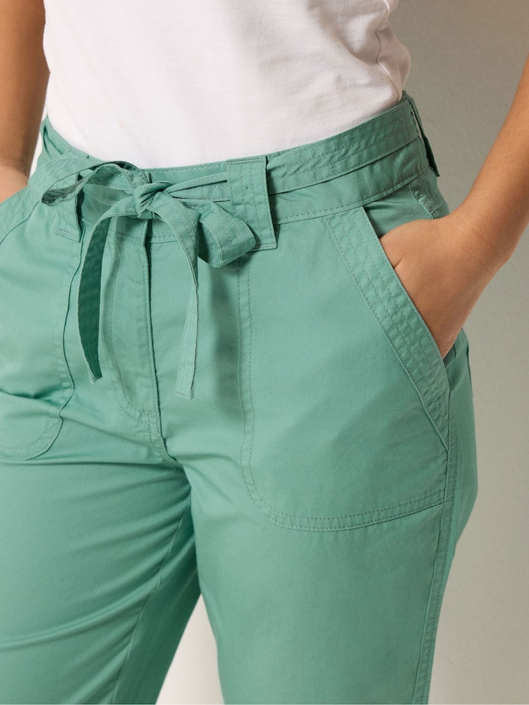 M&Co Green Petite Cotton Poplin Cropped Trousers - Image 4 of 4