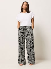 PixieGirl Petite Black Tile Print Wide Leg Trousers - Image 1 of 5