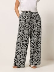 PixieGirl Petite Black Tile Print Wide Leg Trousers - Image 2 of 5