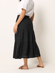 M&Co Black Petite Broderie Tiered Skirt - Image 3 of 5