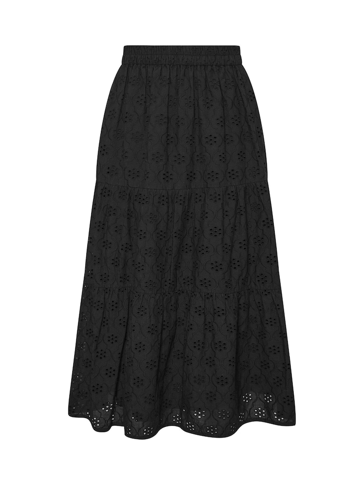 M&Co Black Petite Broderie Tiered Skirt - Image 5 of 5 M&Co Black Petite Broderie Tiered Skirt - Image 5 of 5