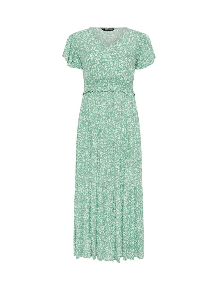 M&Co Green Petite Shirred Waist Printed Crinkle Dress - Image 5 of 5