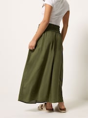 PixieGirl Petite Green Tie Detail Midi Skirt - Image 3 of 5