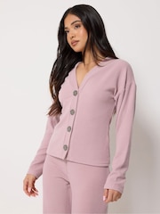 PixieGirl Petite Pink Textured Long Sleeve Button Cardigan - Image 1 of 1