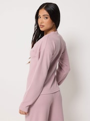 PixieGirl Petite Pink Textured Long Sleeve Button Cardigan - Image 3 of 5