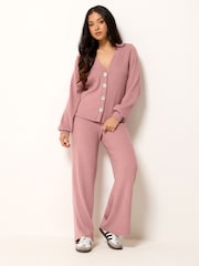 PixieGirl Petite Pink Soft Touch Silver Button Cardigan - Image 3 of 5